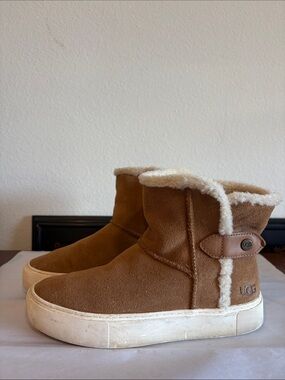 UGG Tan Suede Ankle Boots with rubber sole